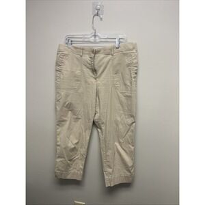 Chico's Woman's Tan Size 14 (Chico's 2.5) Cargo Cropped Button/Zip Pants Pockets